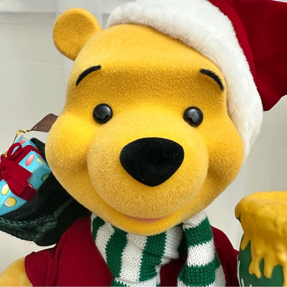 Winnie the Pooh Christmas Plush with Scarf and Honey Pot Collector Animated - Picture 2 of 16